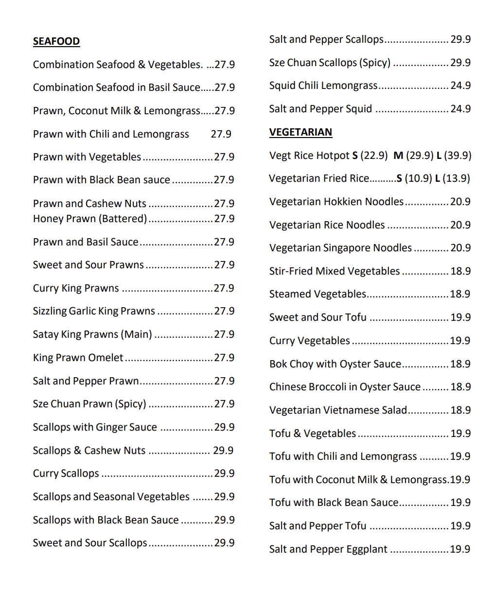 Menu page 1