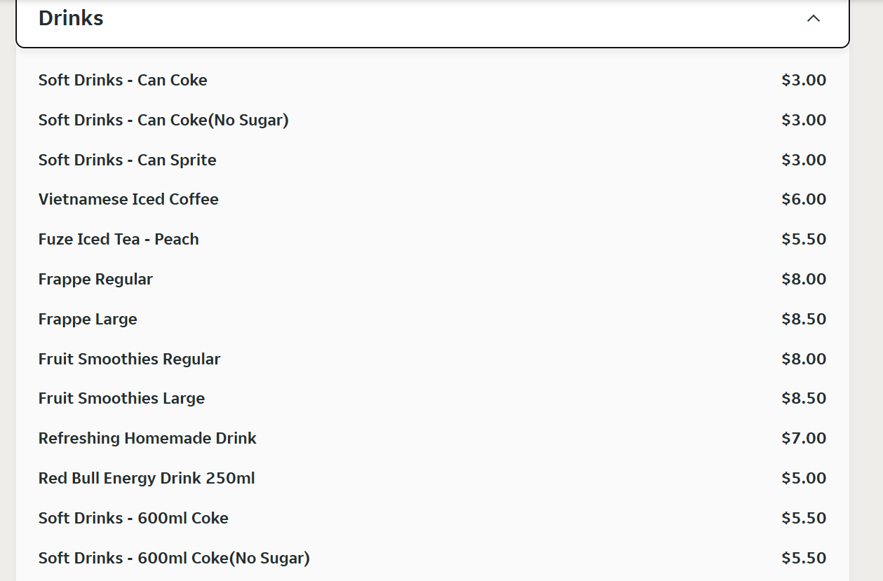 Menu page 1
