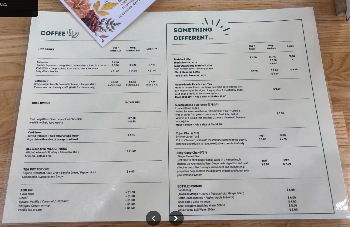 Menu page 1